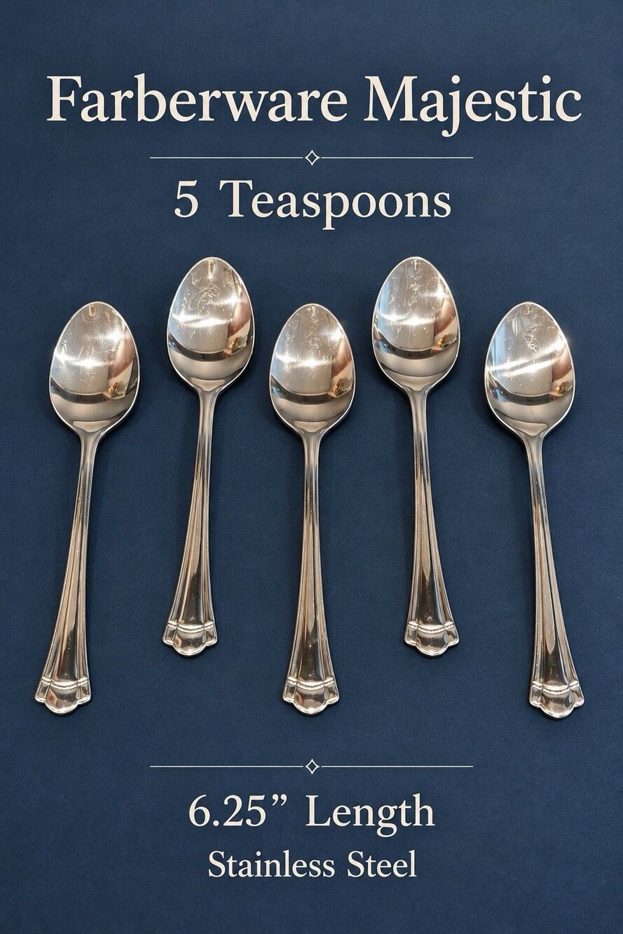 Farberware Majestic Stainless Steel Teaspoons Set of 5 Dishwasher Safe 6.25 in